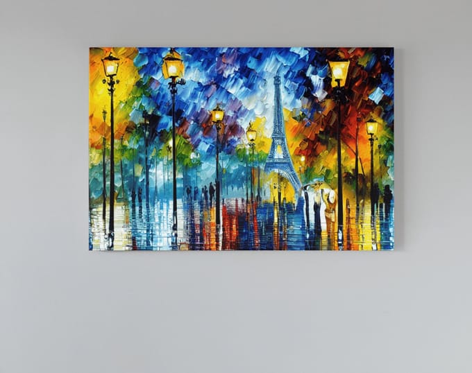 Canvas Schilderij - Kunst - Frankrijk - Eiffeltoren - Kleurrijk - 60x40x2 cm