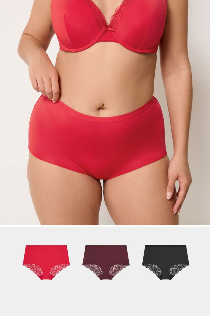 Yours 3Pack Paarse Kanten Rug Hoge Taille Slipssize 58-60