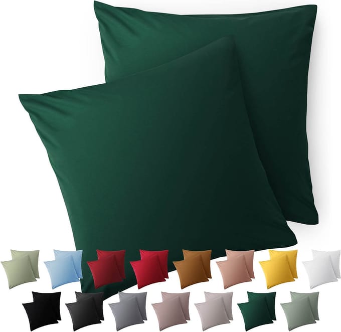 Blumtal Kussensloop Microvezel Kussenhoes 50 x 50 cm - Donkergroen - Met Rits - Set van 2