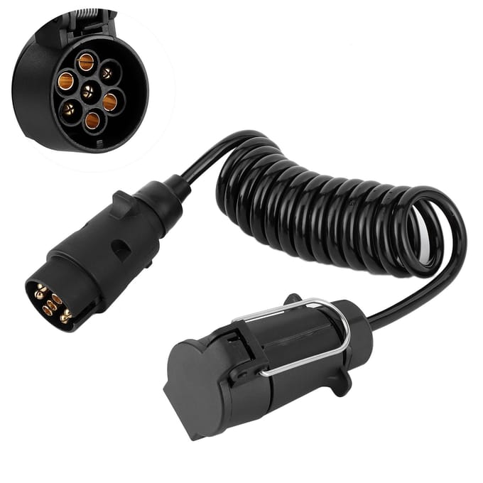 2m Veerkabel 7-pins Aanhangerstekker Stopcontact Adapter Bedradingsconnector voor Caravan black