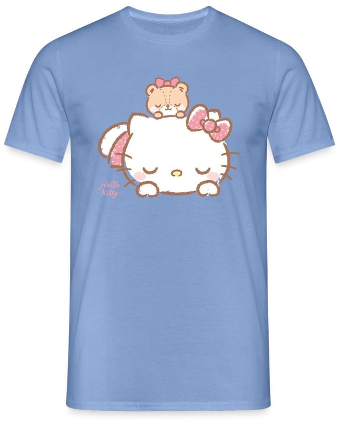 Hello Kitty Met Teddy Op Haar Rug T-Shirt Heren