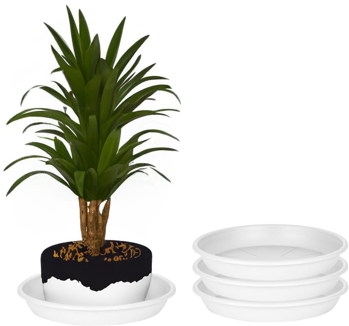 Juypal Plantenschotel - 3x - wit - kunststof - D20 cm - onderschotel/opvangschaal
