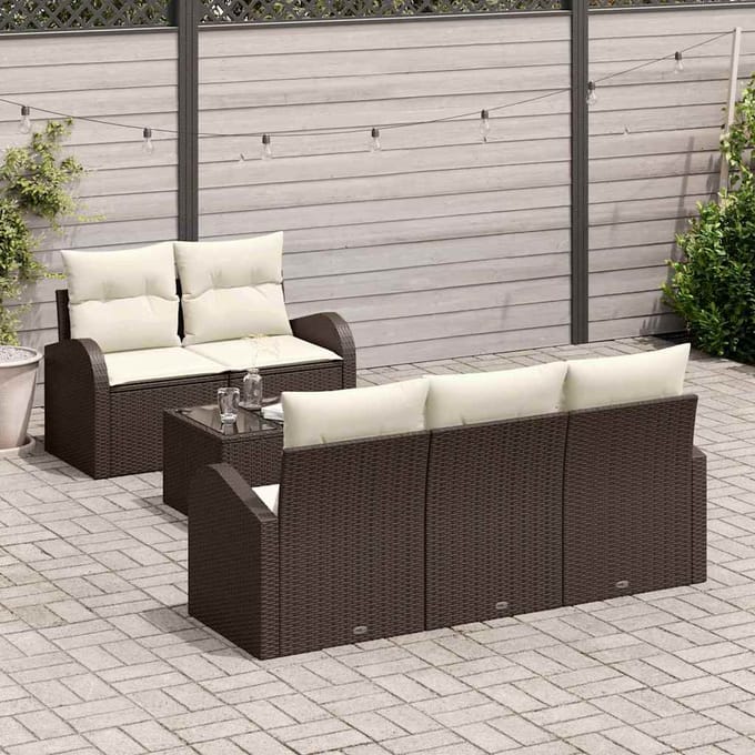 vidaXL - Tuinbank - Set - 6 - st - Bruin - poly - rattan