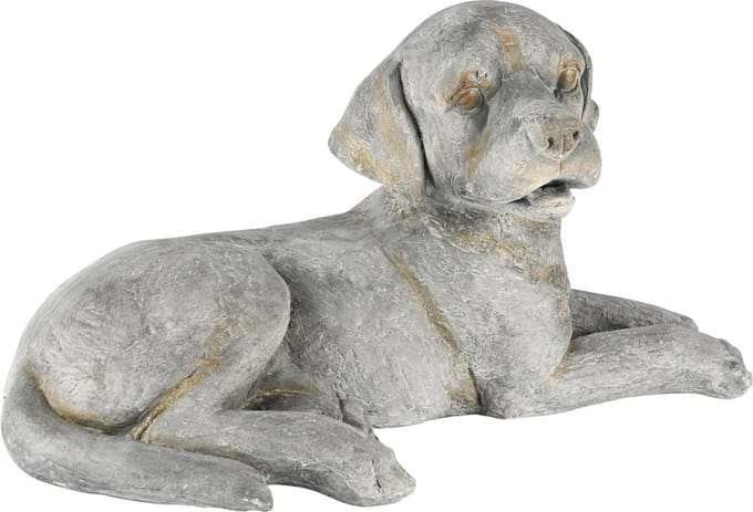 Dekoratief | Hond liggend, grijs, magnesium, 40x20x20cm | A250447