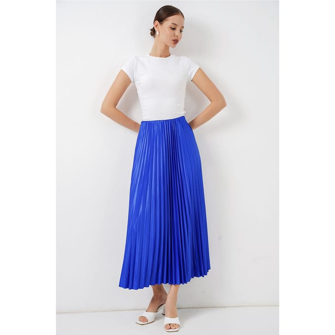 Hoge Taille Maxi Rok met Rimpeldetail