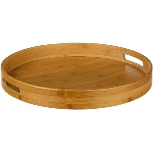 Secret de Gourmet Dienblad - serveerblad - bamboe bruin - met handvaten - D40 cm