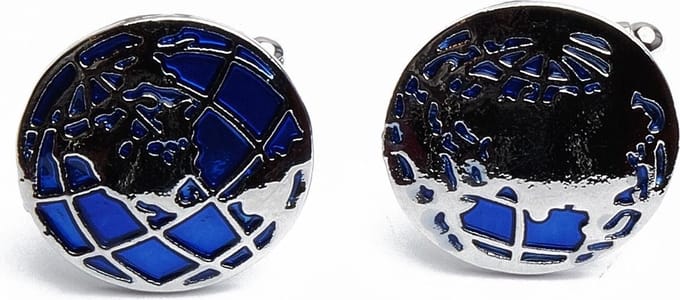 Manchetknopen - Wereldbol Blauw