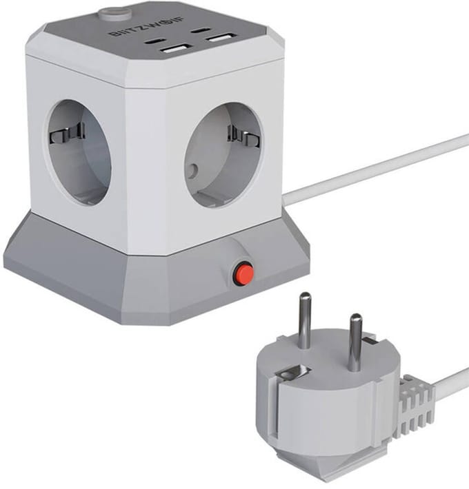 Blitzwolf Bw-Ec1 Verlengkabel 4Xac 2Xusb-A 2Xusb-C Voor Gadgets