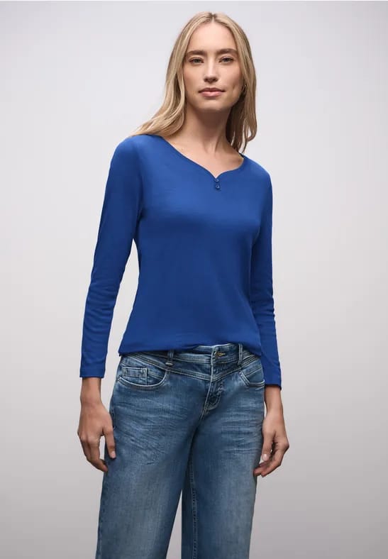Basic shirt met knoopdetail