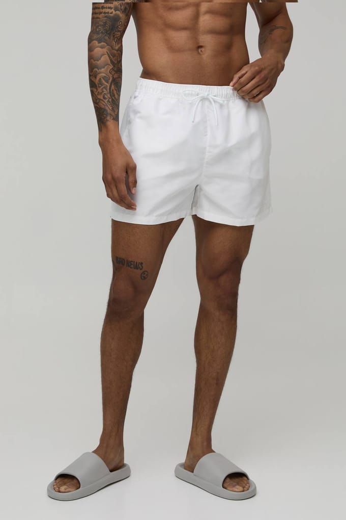 Short Length BM Autograph Swim Short | White | Size Medium