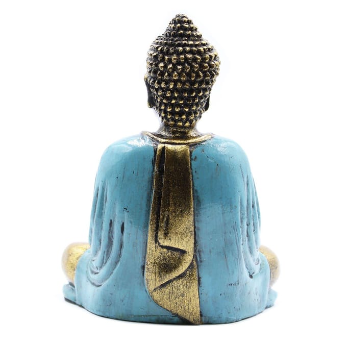 Boeddha Beeld in meditatie - Teal & Gold Buddha - Medium