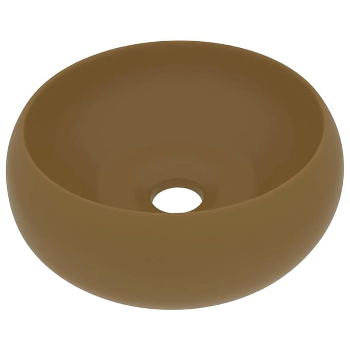 vidaXL - Wastafel - rond - 40x15 - cm - keramiek - matcrème