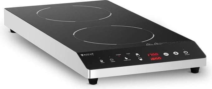 Royal Catering Inductiekookplaat - 2 x 22 cm - 60 tot 240 ° C - timer 10011748