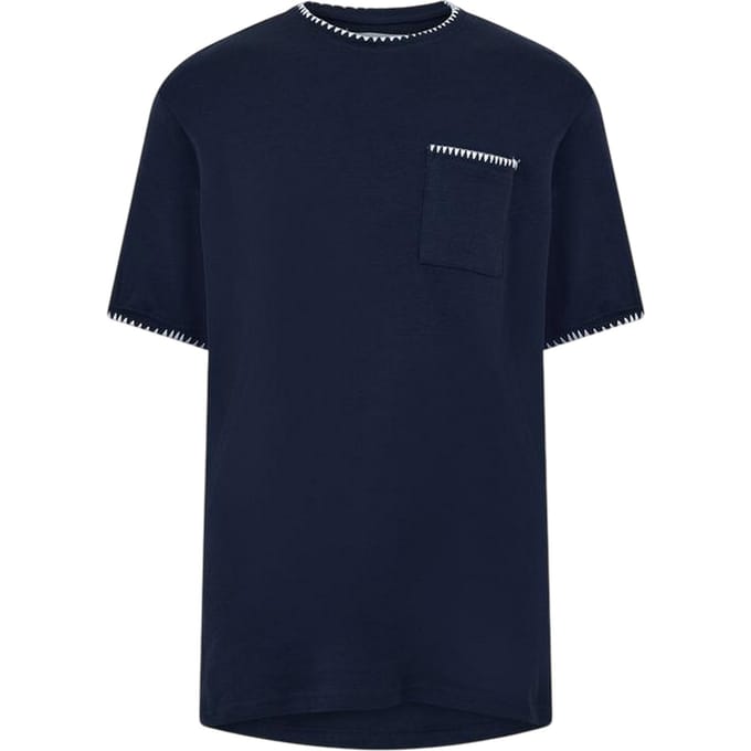 Threadbare Gebreid T-shirt voor heren van Perth (Marine/Ecru)