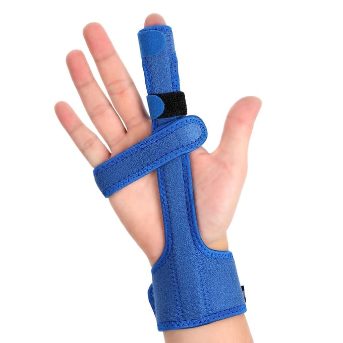 Nouvelle Attelle de Doigt Gâchette Protecteur de Doigt Bleu avec Correcteur de Doigt en Acier blue