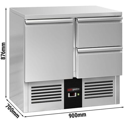 GGM Gastro Kühltisch PREMIUM - 900x700mm - 1 Tür - 2 Schubladen Zilver