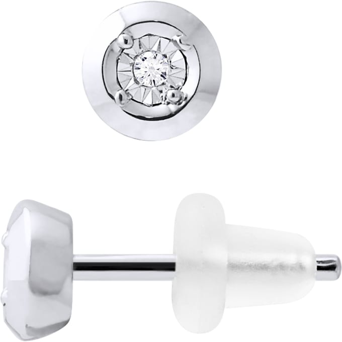 Diamanten oorknopjes 0,020 0,50 Cts Cts Illusion White Gold
