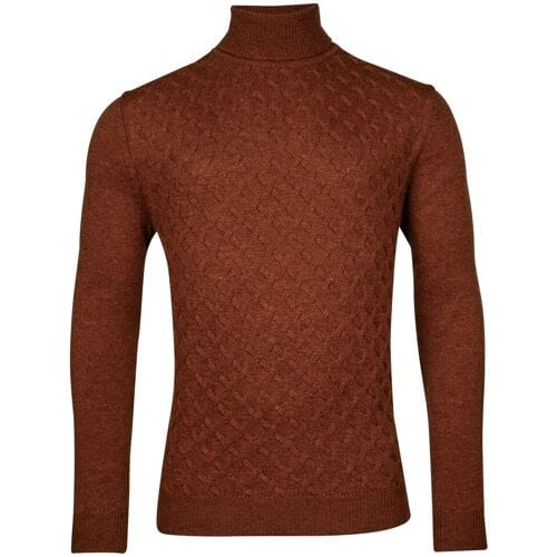 Baileys Trui Lambswool Rollneck Fantasy Diagonal Cable Knit Deep Red / male