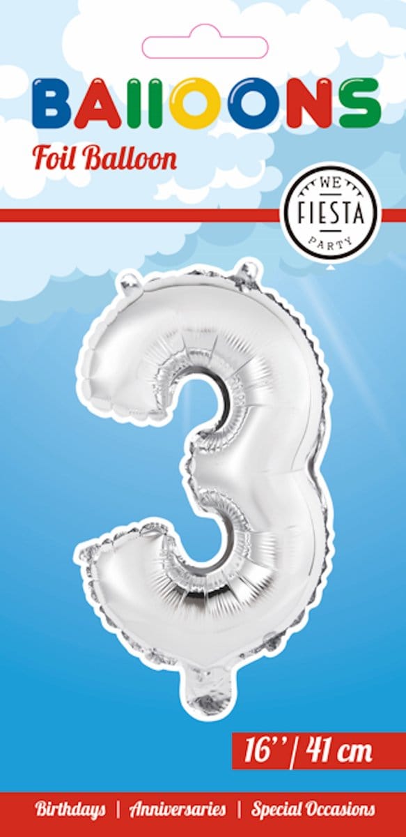 Folieballon 16" nmr. 3 - Zilver