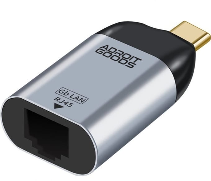 AdroitGoods Usb-C Naar Ethernet Adapter - 10/100/1000 Mbps - Gigabit LAN Netwerk