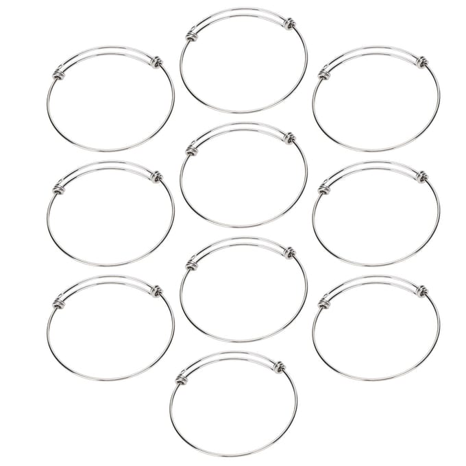 10 Pcs Bracelet Jonc en Acier Inoxydable 1.6mm Réglable Extensible Spirale Accessoires DIY white