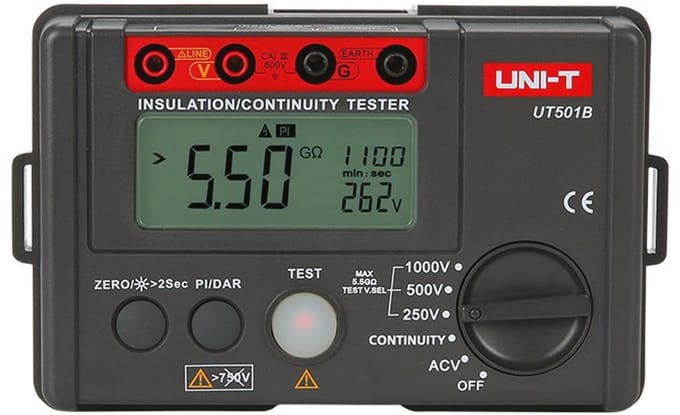Isolatieweerstandstester 250V/500V/1000V voor professioneel gebruik