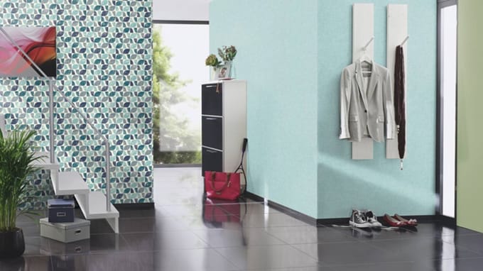 Blauw Retro behang modern Rasch 519839