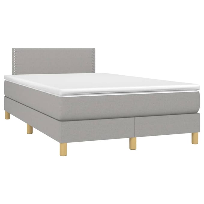 vidaXL - Boxspring - met - matras - en - LED - stof - lichtgrijs - 120x200 - cm