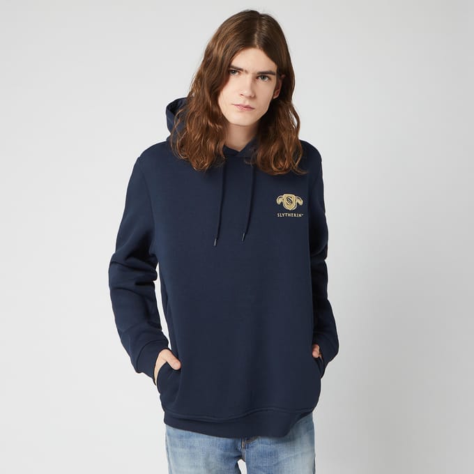 Harry Potter Slytherin Unisex Embroidered Hoodie - Navy - L