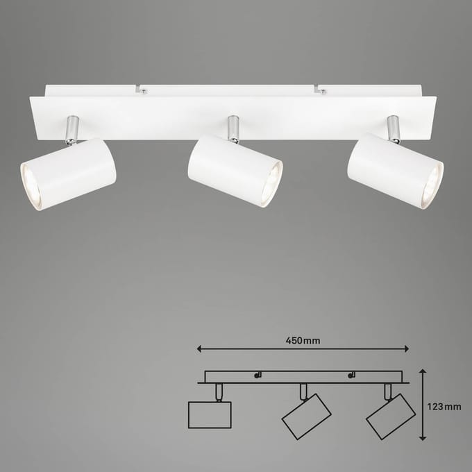 BRILONER RUN - Plafondspot - opbouwspots met 3-lichts - draaibaar - plafondlamp - GU10 - max. 40 Watt - wit
