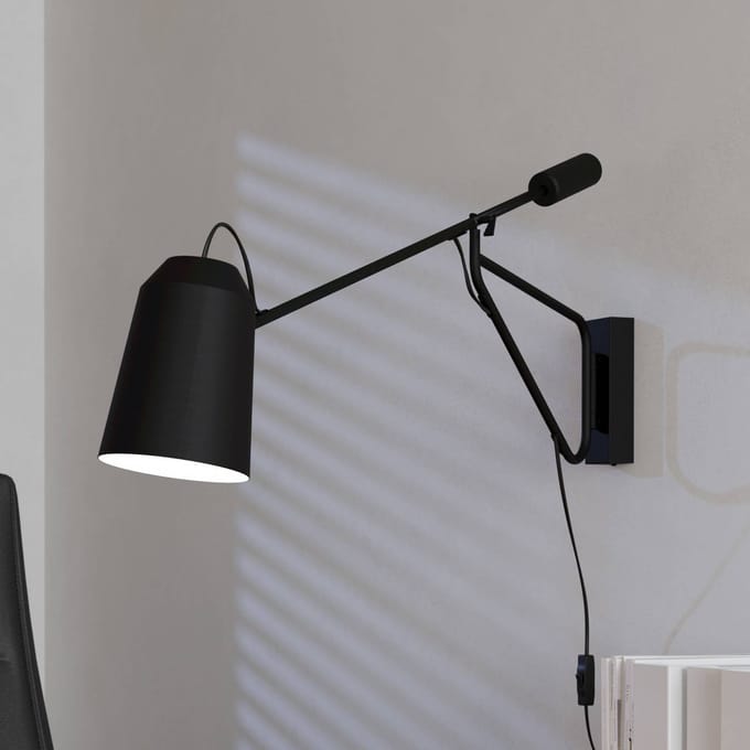 EGLO Loreto 1 Wandlamp - E27 - 35 cm - Zwart|Wit