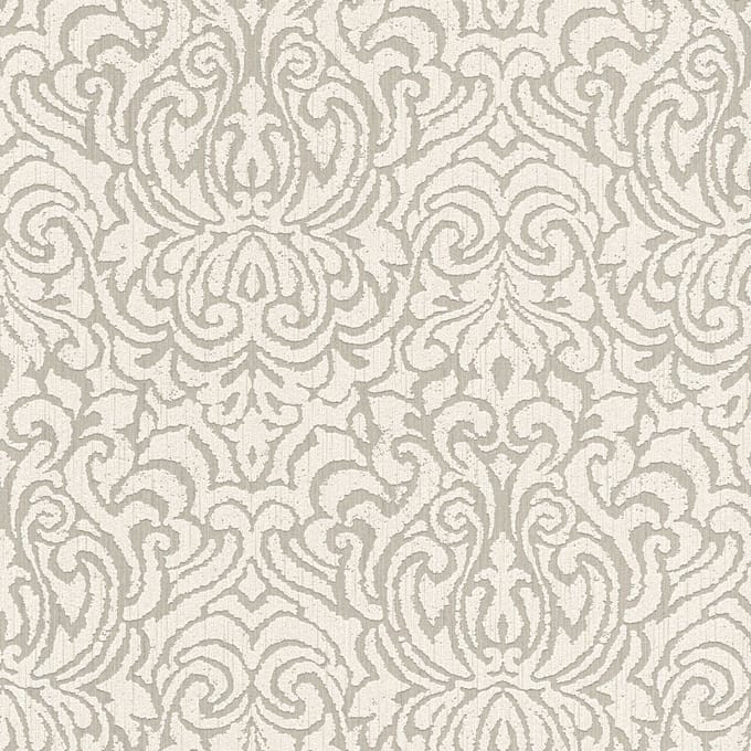 Barok behang Profhome 961933-GU textiel behang gestructureerd in barok stijl mat beige crèmewit 5,33 m2