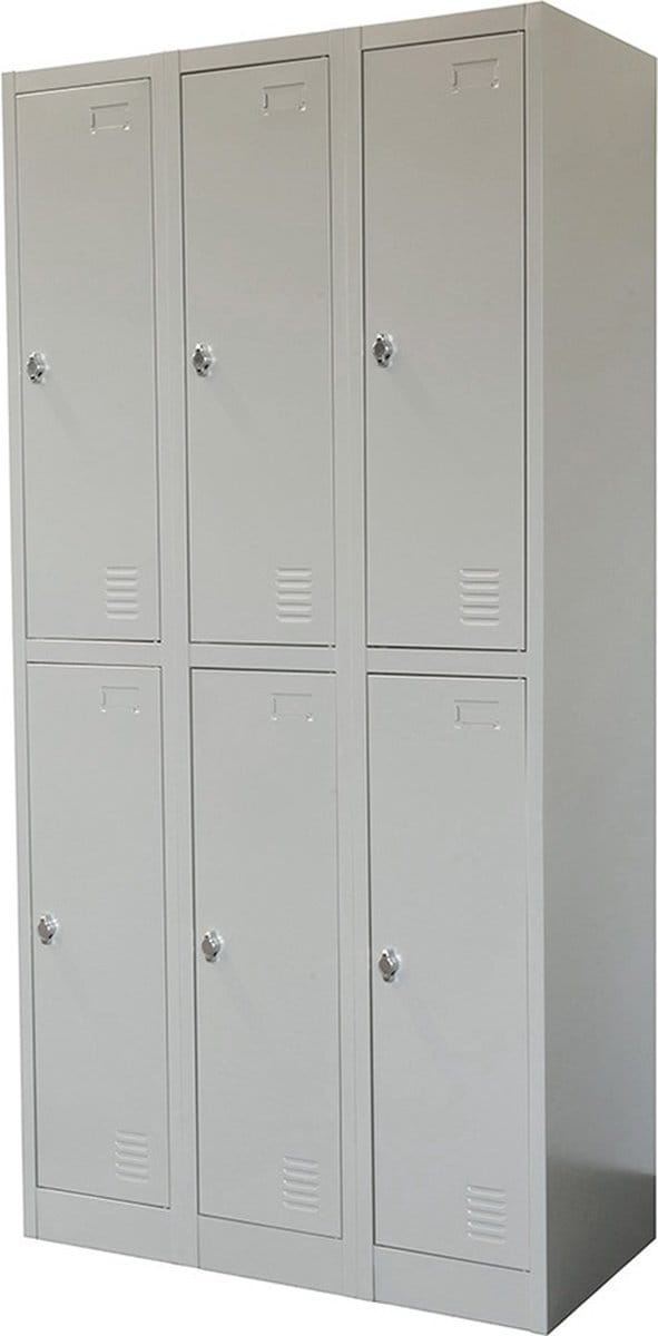 IVOL Metalen Lockerkast Grijs - 90x185x45 cm - 6 Deurs
