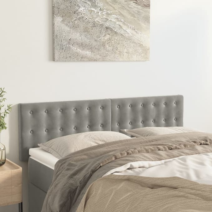 vidaXL - Hoofdborden - 144x5x78/88 - cm - fluweel - lichtgrijs