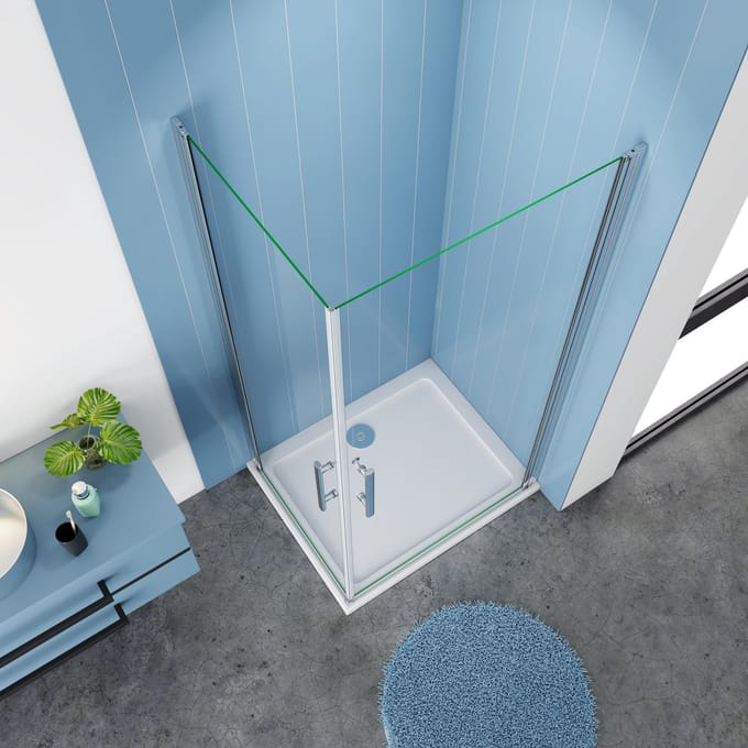 Serie Romy - Douchecabine Vierkant - 90x90 - Dubbele Draaideur - Antikalk - Chroom -  6mm Helder Veiligheidsglas