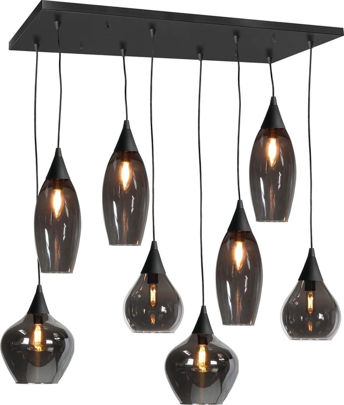 HighLight hanglamp Cambio 8 lichts - zwart / smoke
