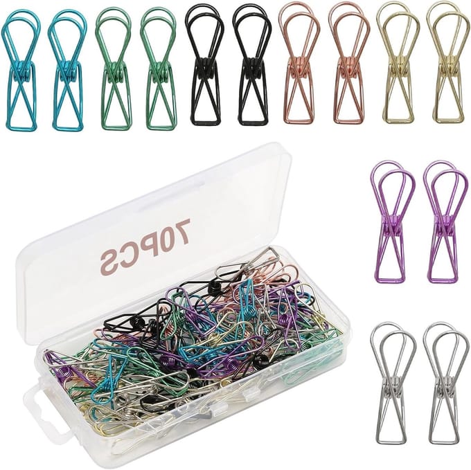 Mini Binder Clips - 70 Stuks, Multifunctionele Klemmen voor Documenten, Creatieve Projecten en Facturen in 7 Kleuren