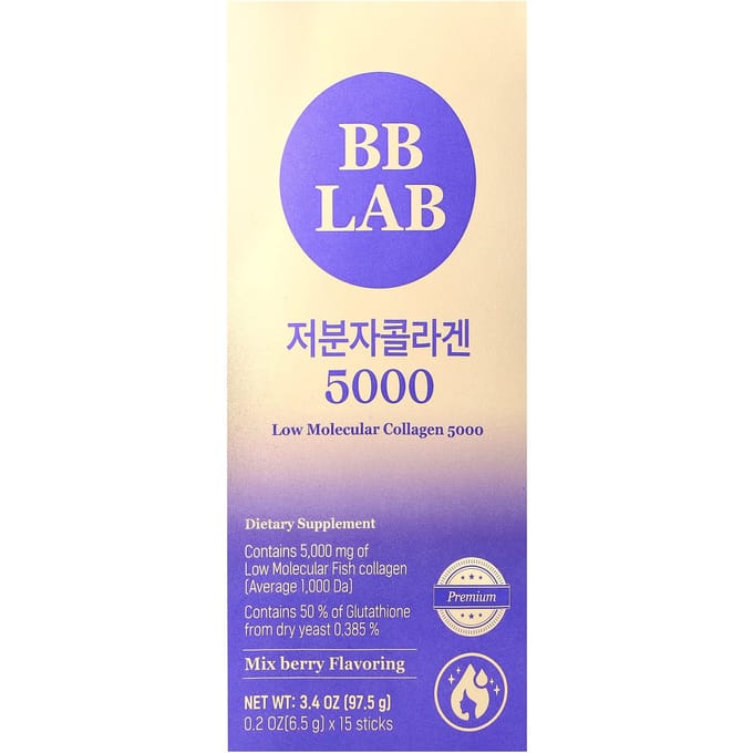 Laagmoleculair collageen 5000, Gemengde bessen, 5.000 mg, 15 stuks, 6,5 g(0.2oz) Elk
