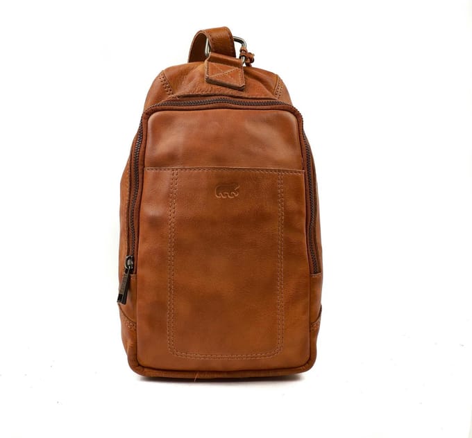 Bear Design Imrie Leren Crossbodytas / Rugtas - Cognac
