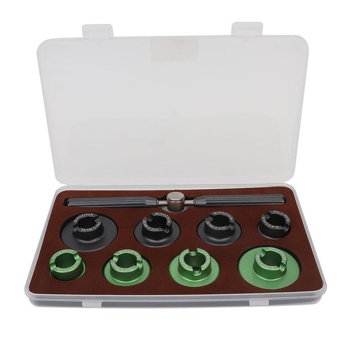 Outil professionnel de réparation et de remplacement de batterie pour boîtier de montre avec 8 matrices white