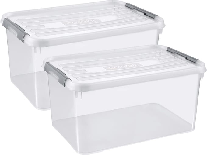 Curver Handy+ Opbergbox - 50L - 2 stuks - Transparant met deksel