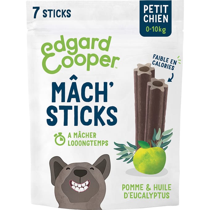 7 Edgard & Cooper Mâch' Sticks appel, eucalyptus voor kleine honden (tot 10 kg)