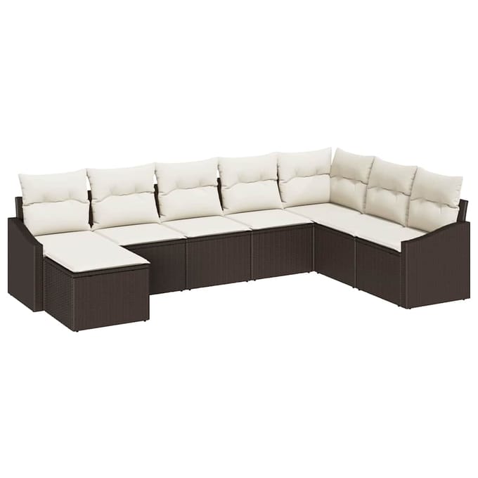 vidaXL Bankstel 8 st Bruin poly rattan