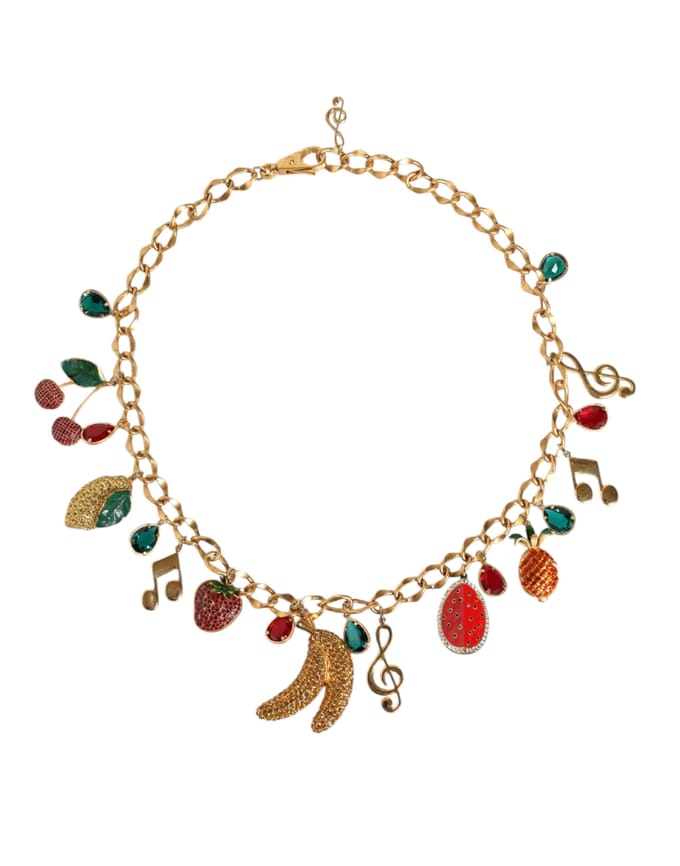 Dolce & Gabbana Gouden Kleur Messing Fruitige Met Kralen Versierde Taille Ketting Ceintuur