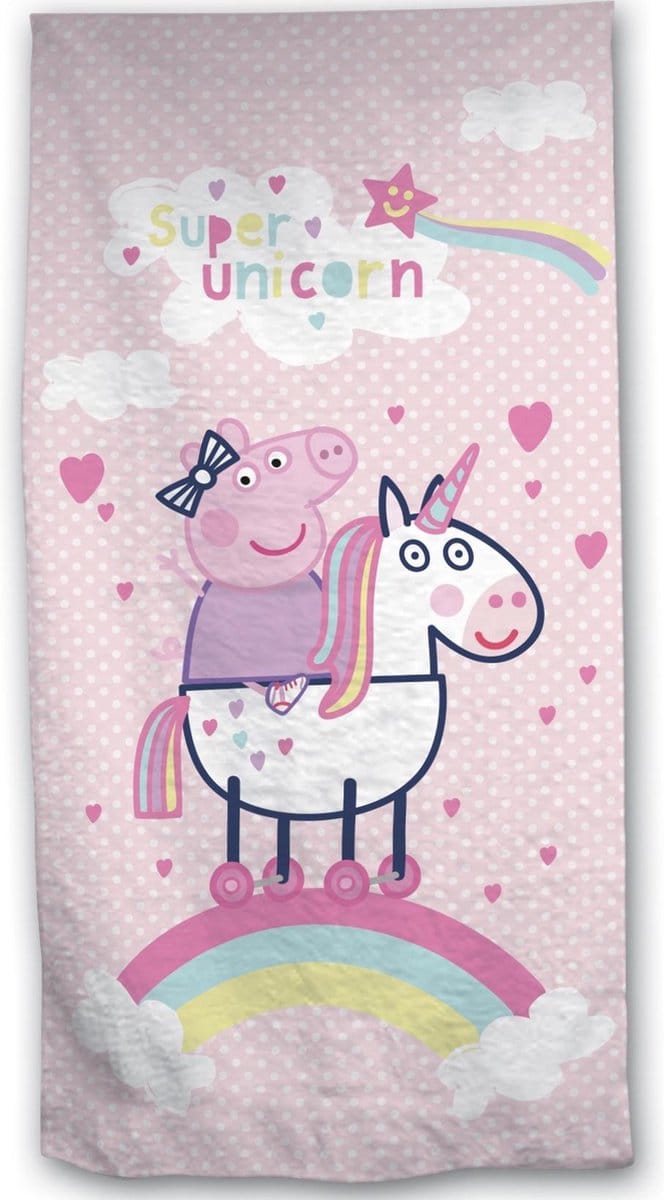 Peppa Pig 2-in-1 Strandlaken + Gymbag - 70 x 140 cm + 43 x 32 cm - Polyester