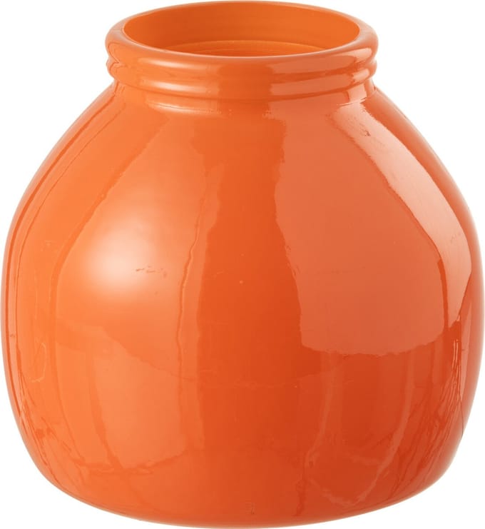 J-Line vaas - glas - oranje - small - Ø 21 cm