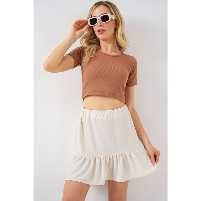Textured Minirok met Voering