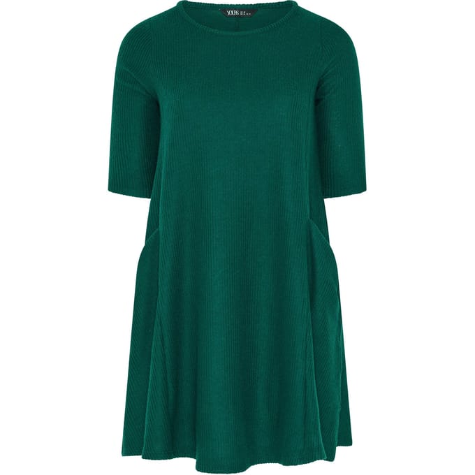 Yours Groene Gedrapeerde Jurk Met Zakken Size 46