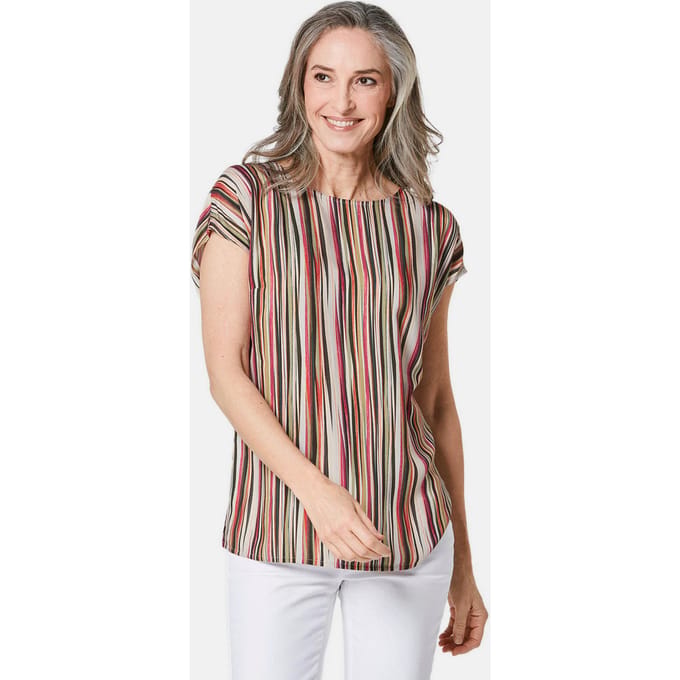 Gedessineerde blouse met gestreepte print - meerkleurig / gestr. - Gr. 21 van Goldner Fashion