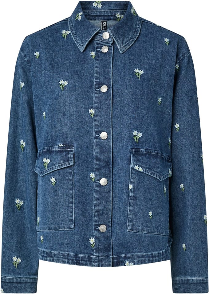 PIECES - PCFLORA LS DENIM EMB SHIRT NOOS - Meisjes - Blouses